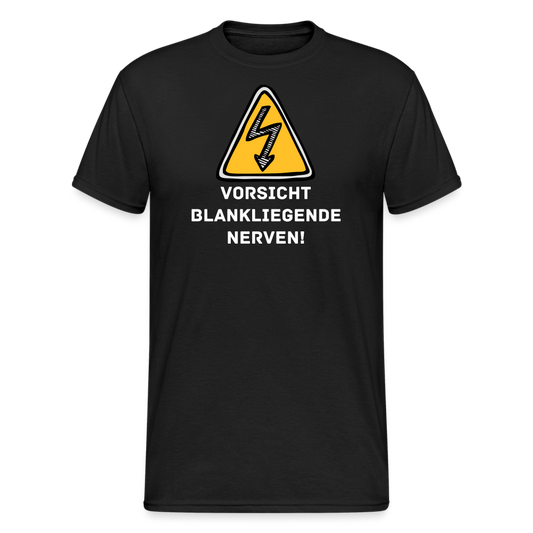 SSW1812 Tshirt VORSICHT BLANKLIEGENDE NERVEN! - Schwarz