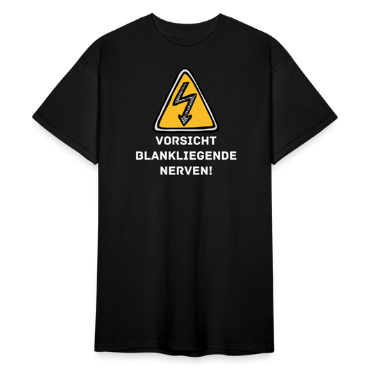 SSW1812 Tshirt VORSICHT BLANKLIEGENDE NERVEN! - Schwarz