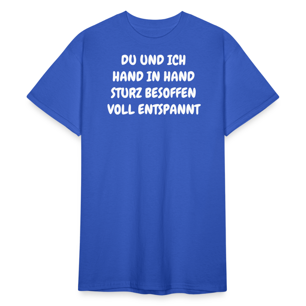 SSW1837 Tshirt DU UND ICH HAND IN HAND STURZ BESOFFEN VOLL ENTSPANNT - Königsblau