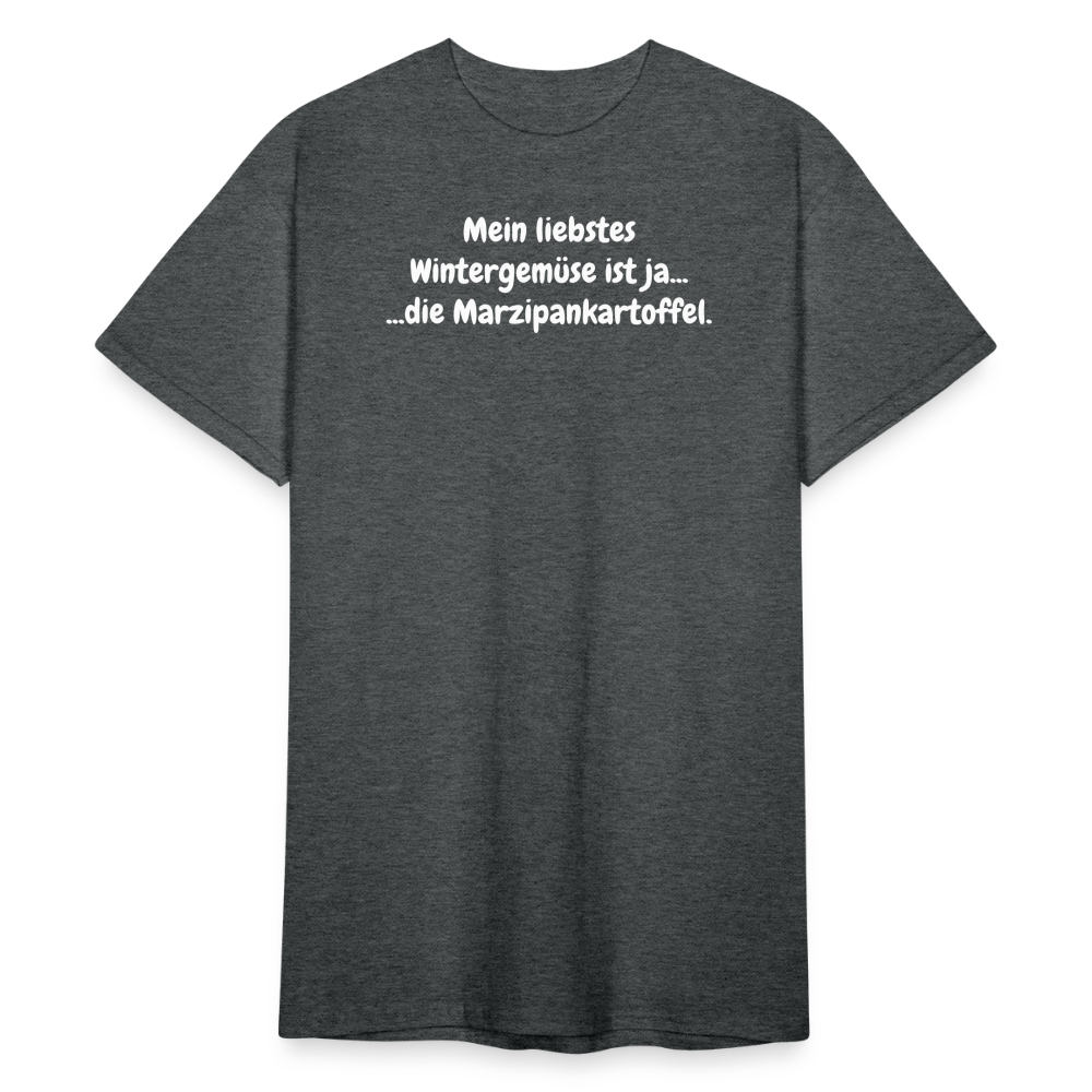 SSW1852 Tshirt Mein liebstes Wintergemüse ist ja... ...die Marzipankartoffel. - Dunkelgrau meliert