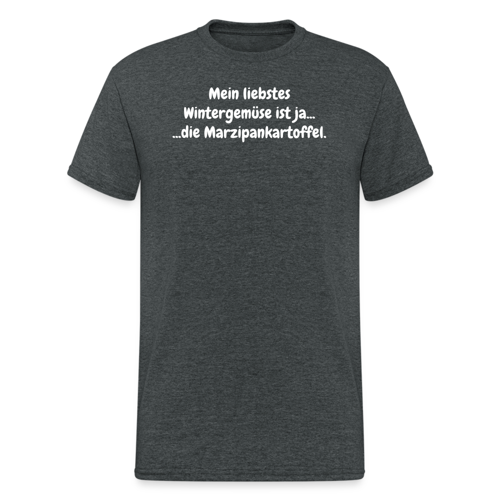 SSW1852 Tshirt Mein liebstes Wintergemüse ist ja... ...die Marzipankartoffel. - Dunkelgrau meliert