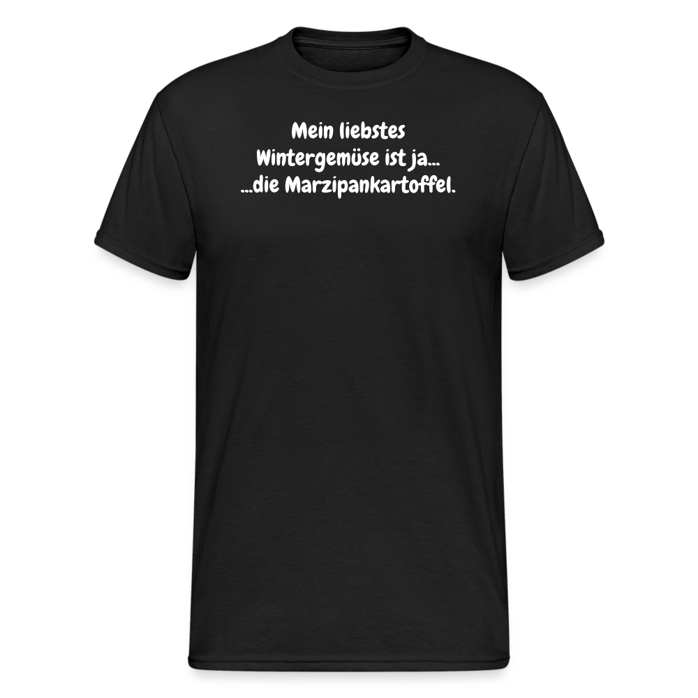 SSW1852 Tshirt Mein liebstes Wintergemüse ist ja... ...die Marzipankartoffel. - Schwarz