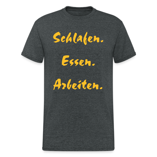 SSW1977 Tshirt Schlafen Essen Arbeiten - Dunkelgrau meliert