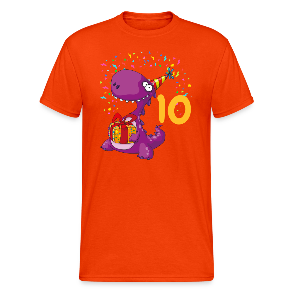 SSW2050 Tshirt Birthday dino 10 - kräftig Orange