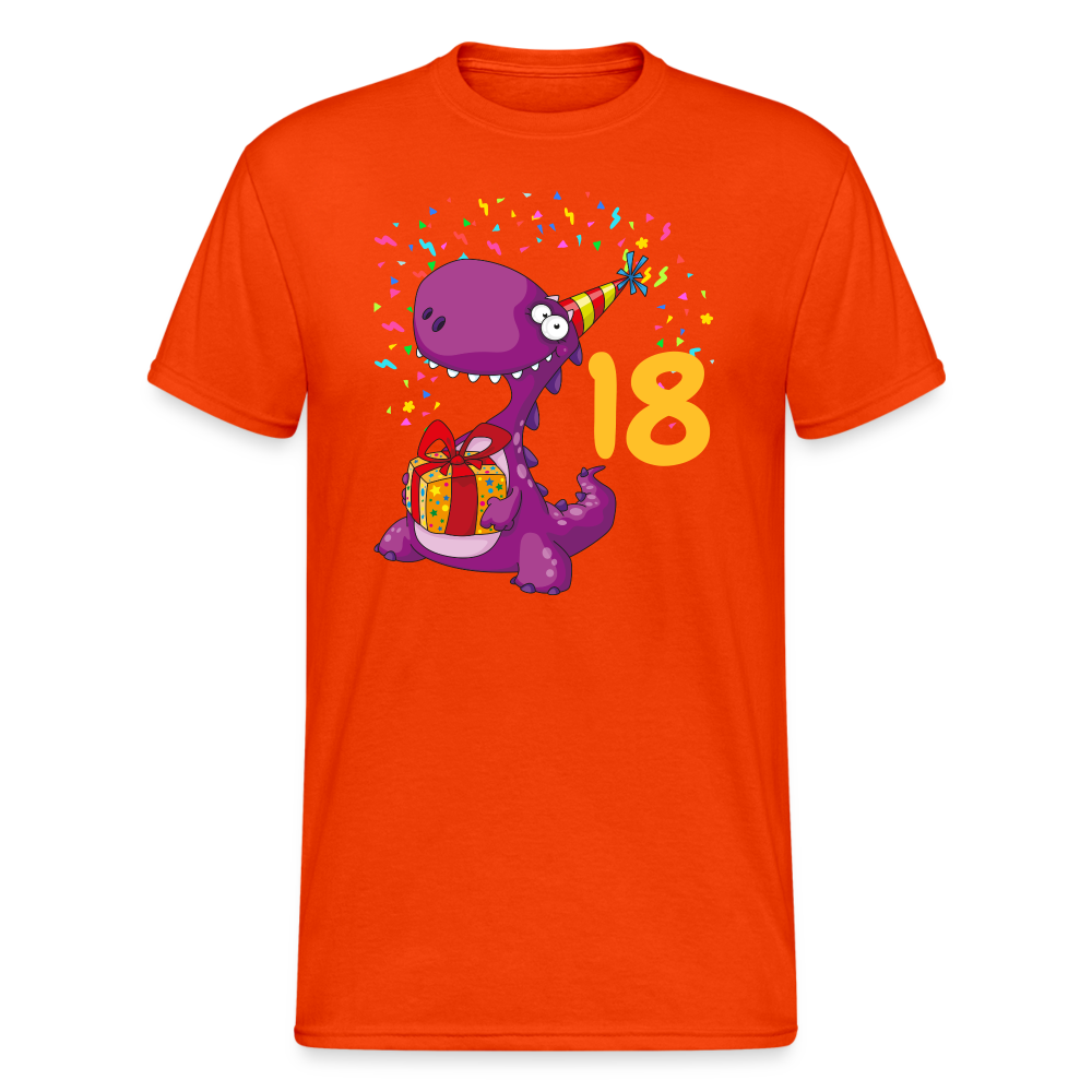 SSW2052 Tshirt Birthday dino 18 - kräftig Orange