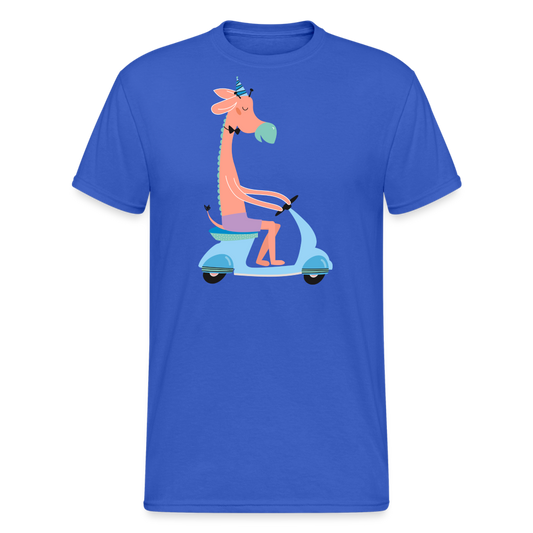 SSW2066 Tshirt Giraffe auf einem Roller - Königsblau