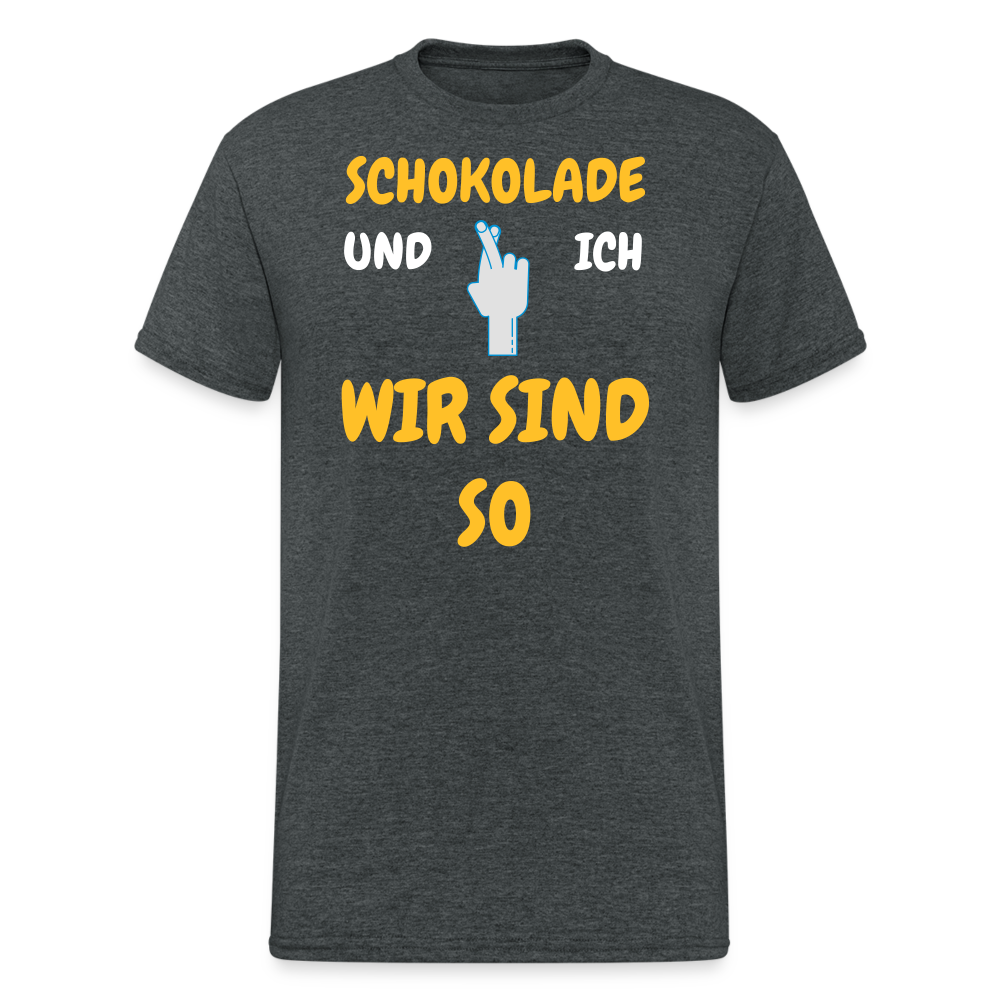 SSW2074 Tshirt SCHOKOLADE UND ICH WIR SIND SO - Dunkelgrau meliert