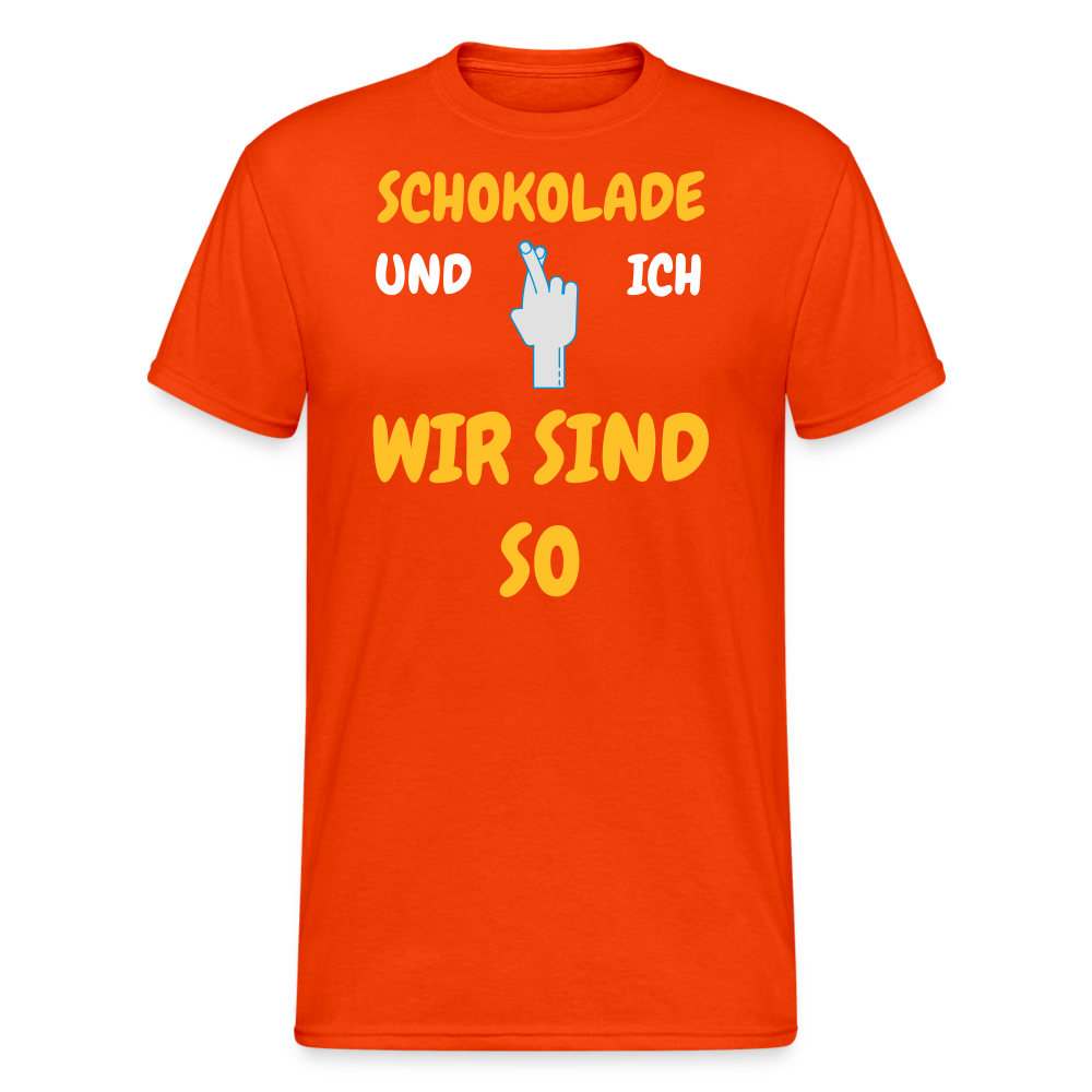 SSW2074 Tshirt SCHOKOLADE UND ICH WIR SIND SO - kräftig Orange