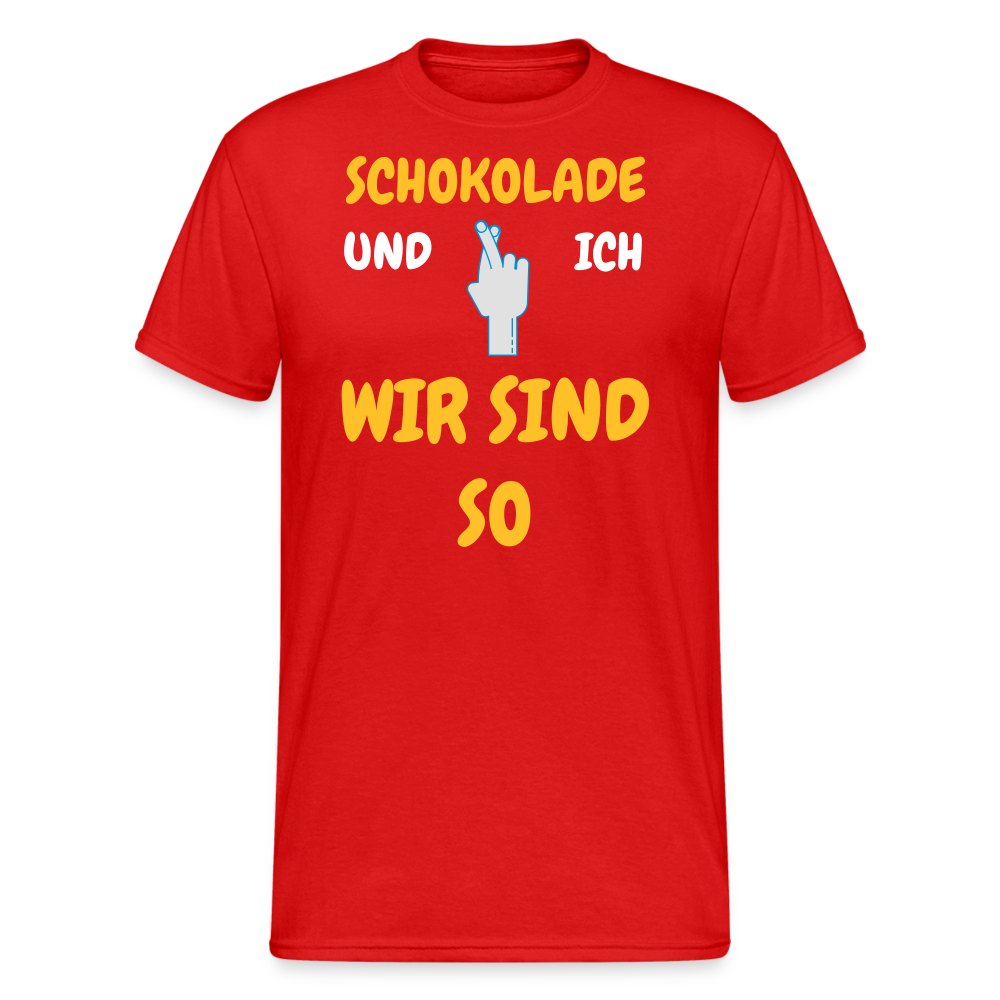 SSW2074 Tshirt SCHOKOLADE UND ICH WIR SIND SO - Rot