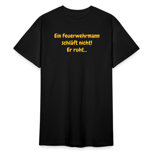 SSW2086 Tshirt Ein Feuerwehrmann schläft nicht! Er ruht... - Schwarz