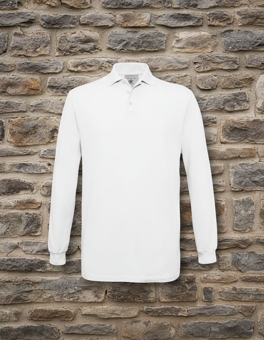 1x Polo Safran / Unisex weiß Langarm Gr.S