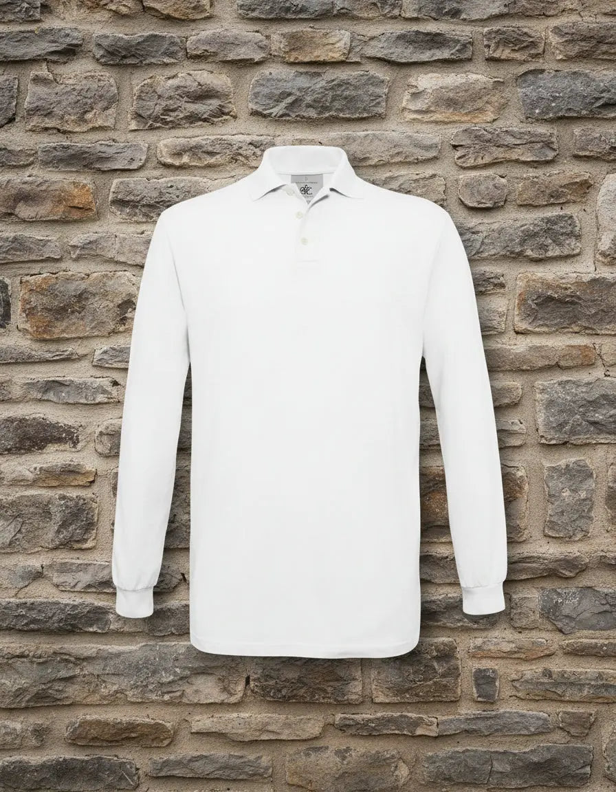 1x Polo Safran / Unisex weiß Langarm Gr.S Kuhlesprüche