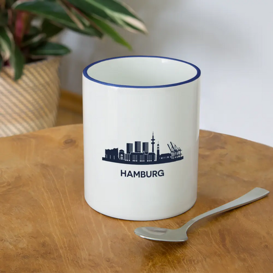 Tasse zweifarbig Hamburg - Weiß/Kobaltblau