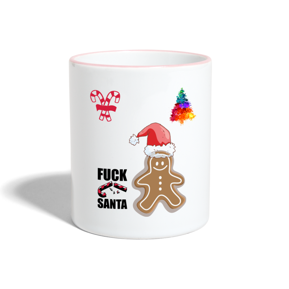 Tasse zweifarbig Fuck Santa - Weiß/Pink