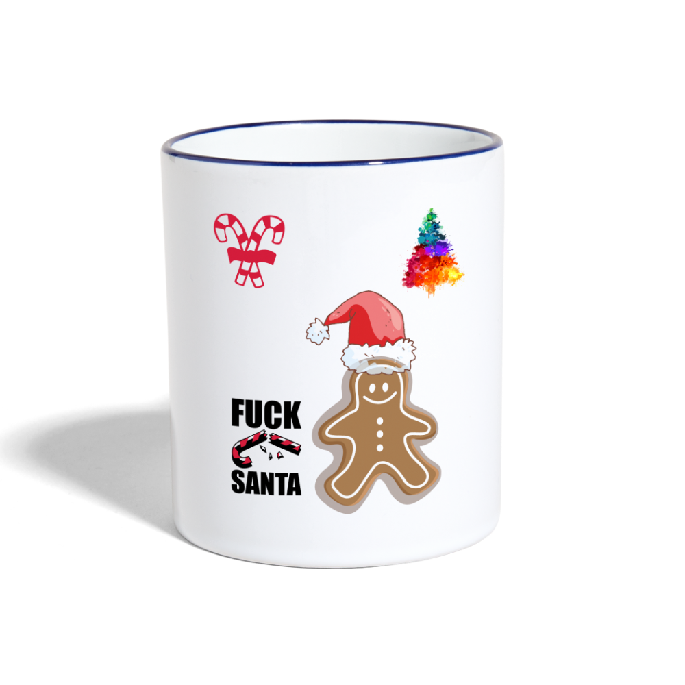 Tasse zweifarbig Fuck Santa - Weiß/Kobaltblau