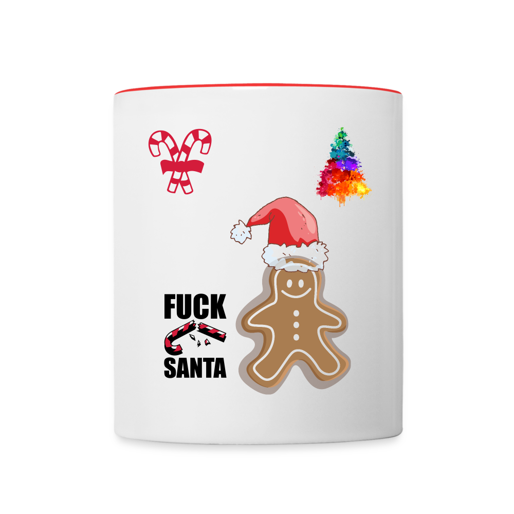 Tasse zweifarbig Fuck Santa - Weiß/Rot