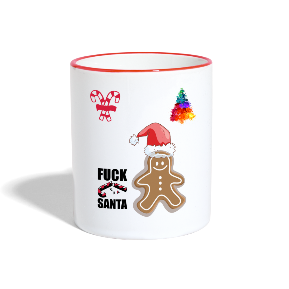 Tasse zweifarbig Fuck Santa - Weiß/Rot