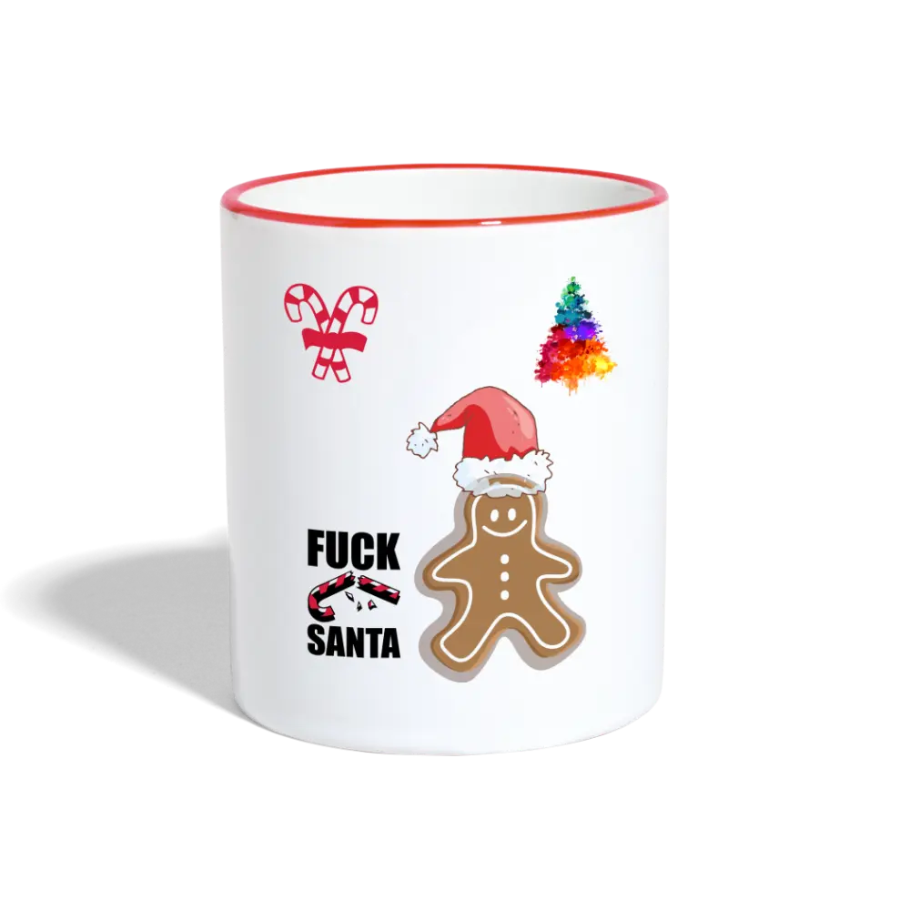 Tasse zweifarbig Fuck Santa - Weiß/Rot