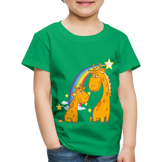 Kinder Premium T-Shirt Regenbogen Giraffe - Kelly Green