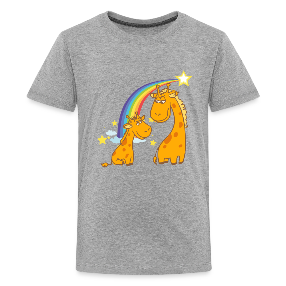 Teenager Premium T-Shirt Regenbogen Giraffe - Grau meliert