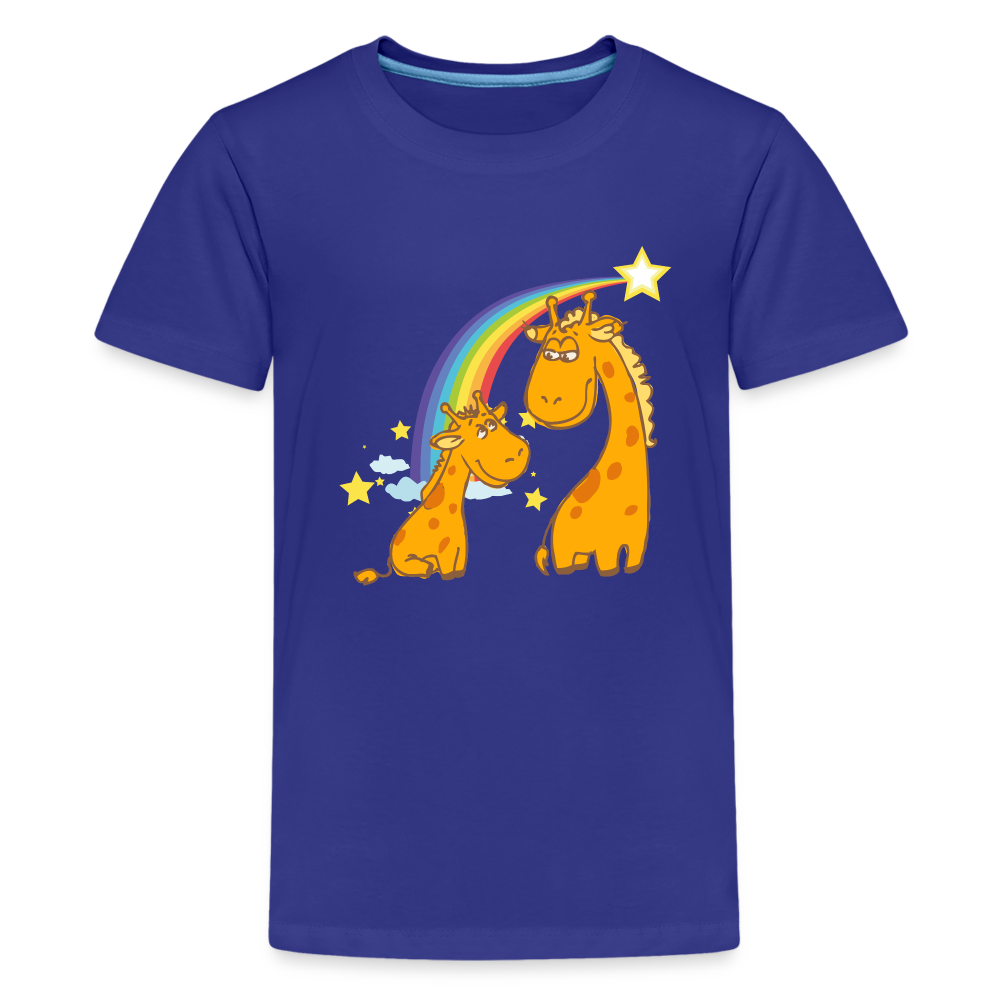 Teenager Premium T-Shirt Regenbogen Giraffe - Königsblau