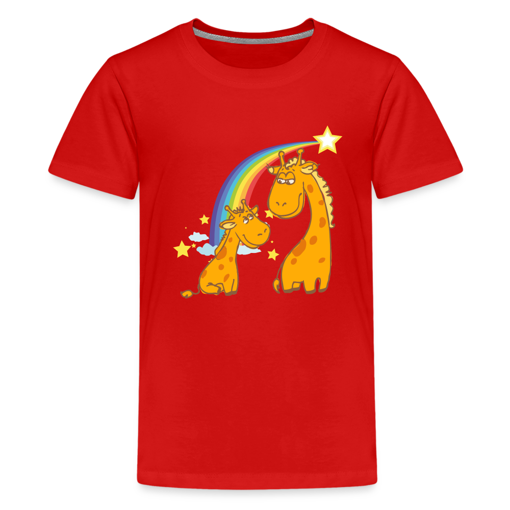 Teenager Premium T-Shirt Regenbogen Giraffe - Rot