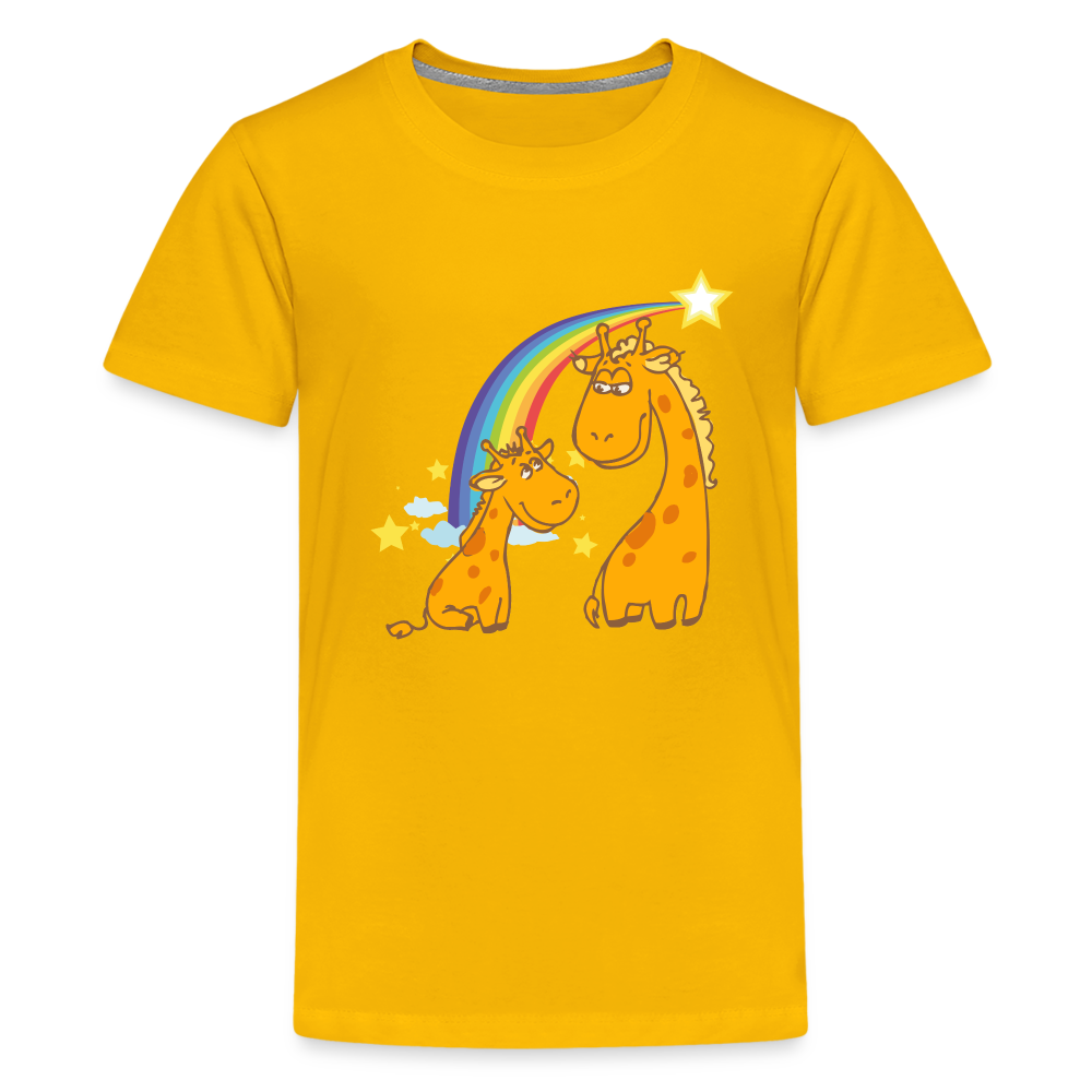 Teenager Premium T-Shirt Regenbogen Giraffe - Sonnengelb