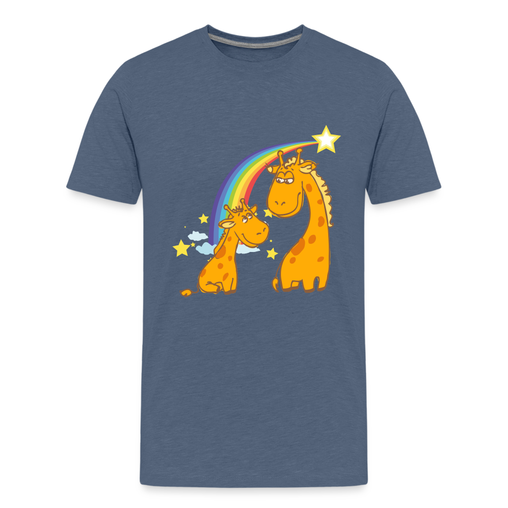 Teenager Premium T-Shirt Regenbogen Giraffe - Blau meliert
