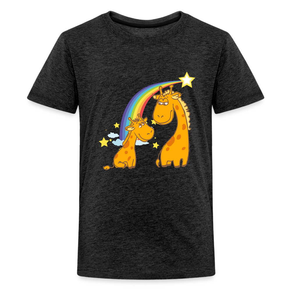 Teenager Premium T-Shirt Regenbogen Giraffe - Anthrazit