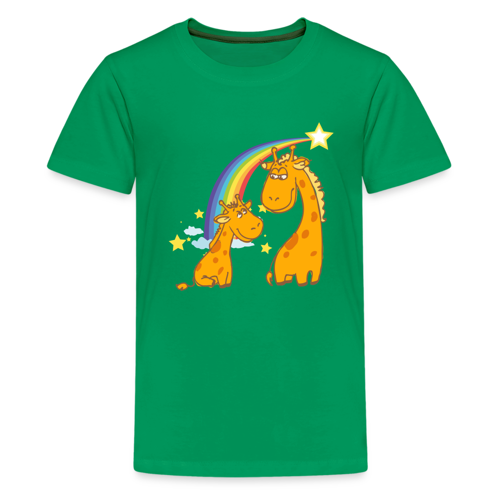 Teenager Premium T-Shirt Regenbogen Giraffe - Kelly Green