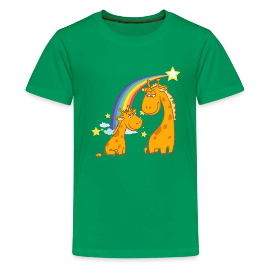 Teenager Premium T-Shirt Regenbogen Giraffe - Kelly Green