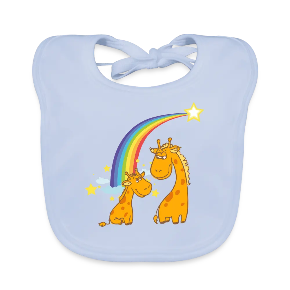 Baby Bio-Lätzchen Regenbogen Giraffe - sky Blue
