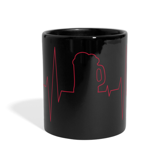 Herzschlag Bier Panoramatasse farbig - Schwarz