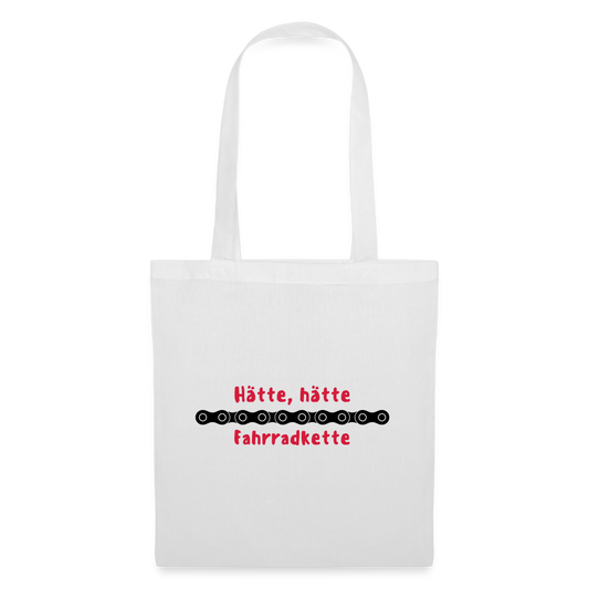 Stoffbeutel Hätte hätte Fahrradkette - weiß