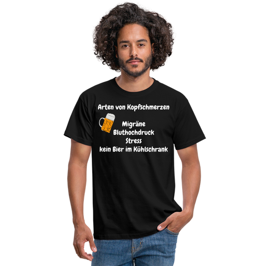 Arten von Kopfschmerzen  Migräne Bluthochdruck Stress kein Bier im Kühlschrank - Schwarz