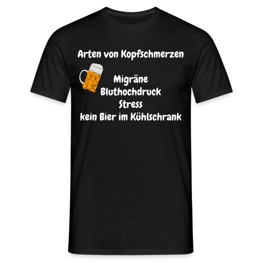 Arten von Kopfschmerzen  Migräne Bluthochdruck Stress kein Bier im Kühlschrank - Schwarz