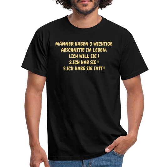 MÄNNER HABEN 3 WICHTIGE ABSCHNITTE IM LEBEN: 1.ICH WILL SIE ! 2.ICH HAB SIE ! 3.ICH HABE SIE SATT ! - Schwarz