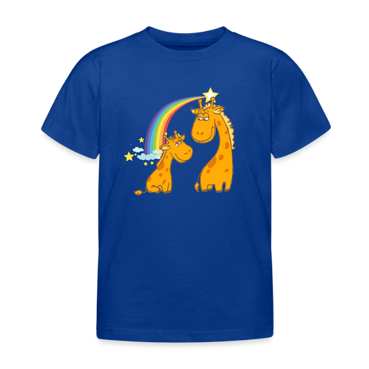 Kinder T-Shirt Regenbogen Giraffe - Royalblau
