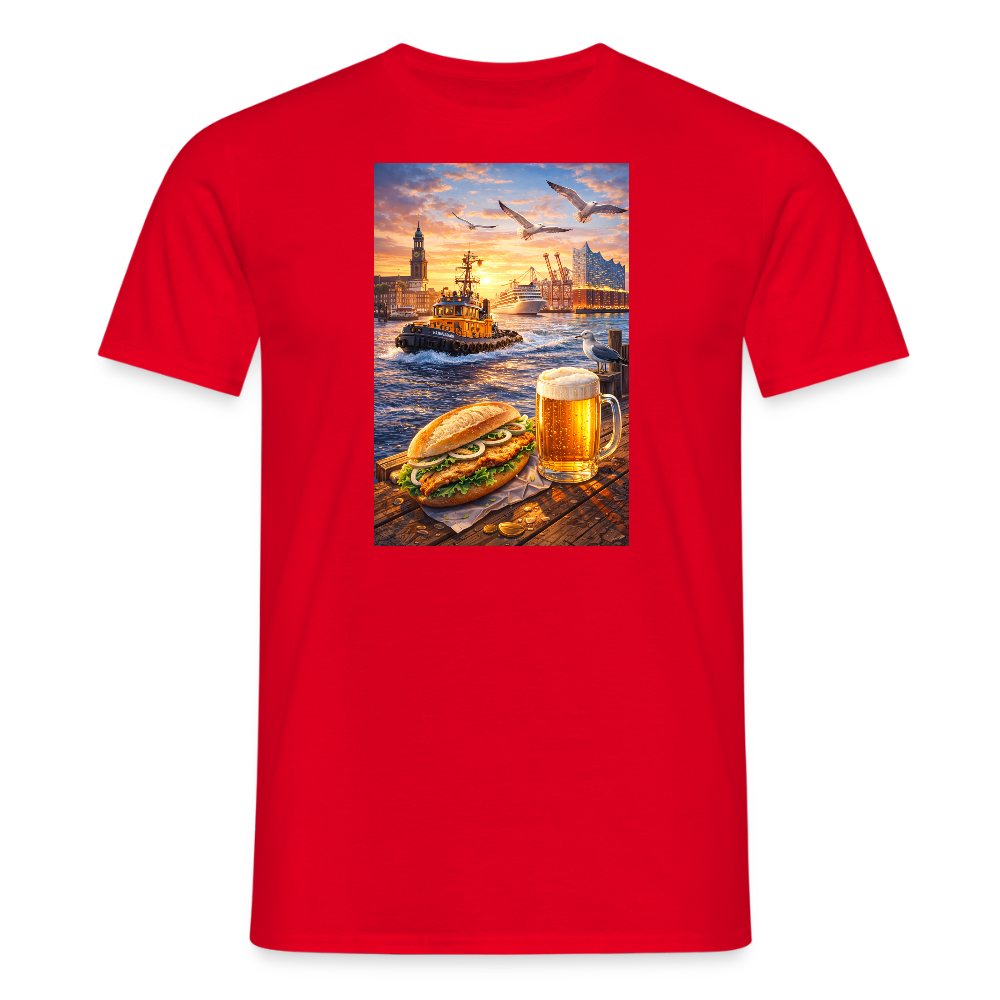 SSW2682Hamburger Hafen Bier und Fischbrötchen - Rot