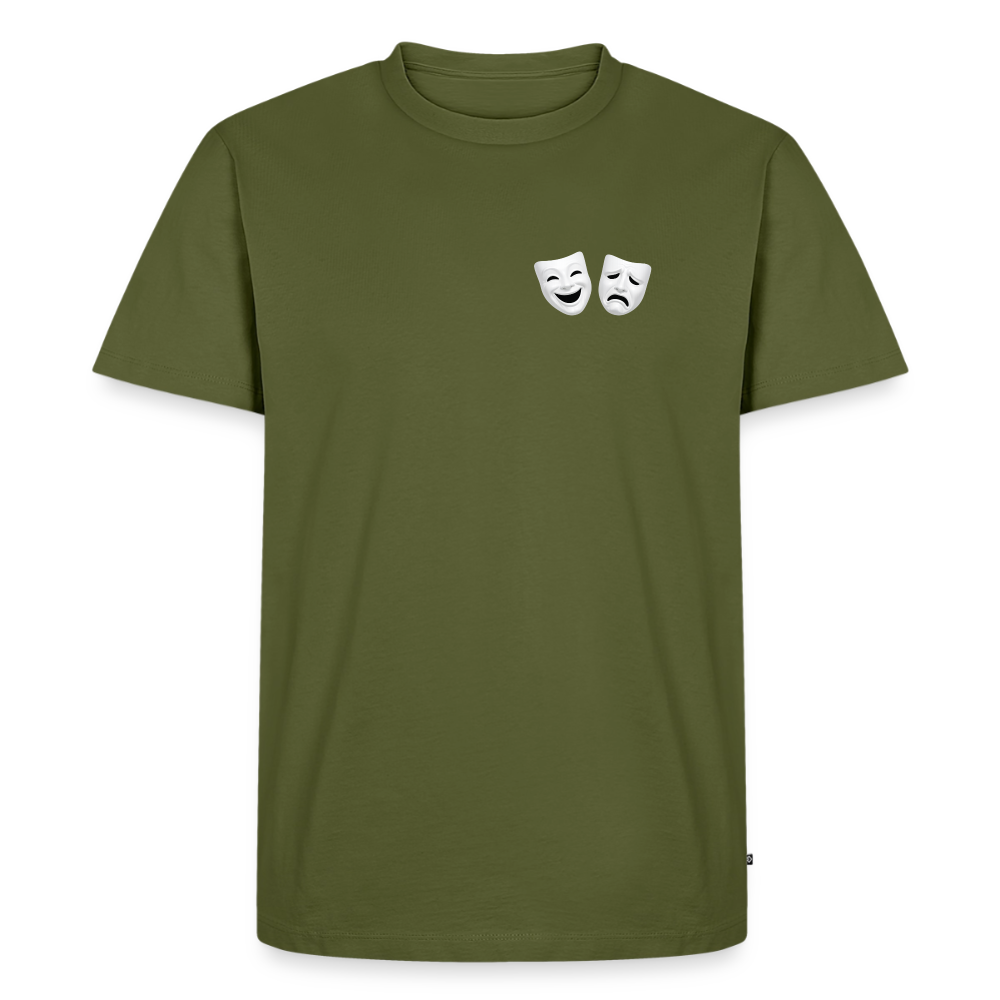 Tshirt Kunde Schule weiße Maske schiefe Schrift - Khaki