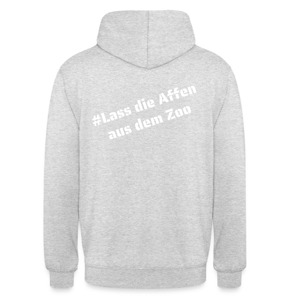 Hoodie Kunde Schule weiße Maske schiefe Schrift - Hellgrau meliert