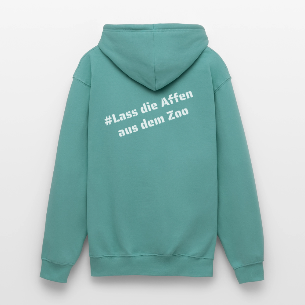 Hoodie Kunde Schule weiße Maske schiefe Schrift - Pastelltürkis