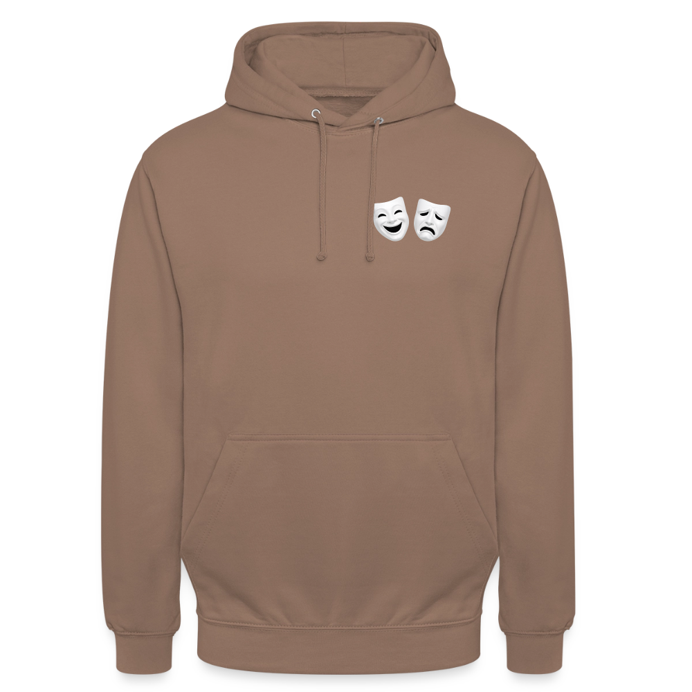 Hoodie Kunde Schule weiße Maske schiefe Schrift - Mokka