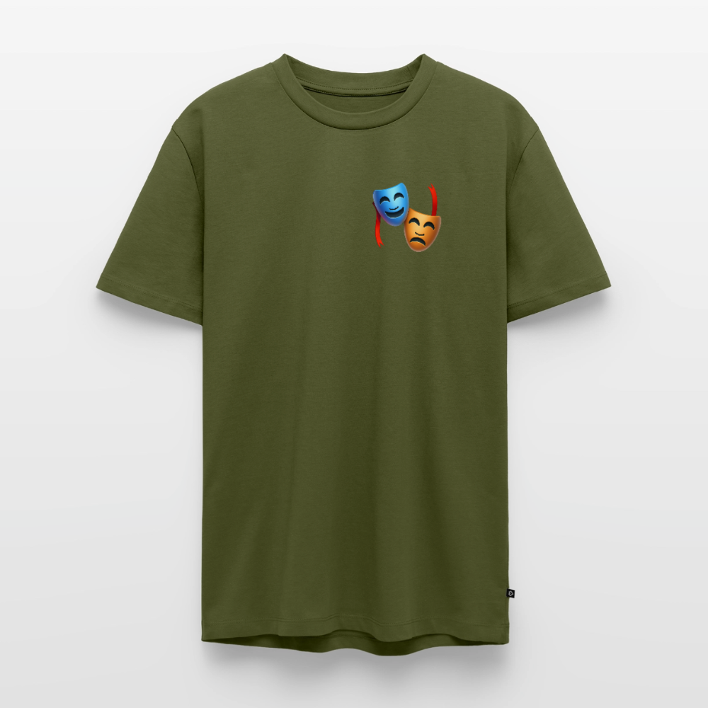 Tshirt Kunde Schule Bunte Maske gerade Schrift - Khaki