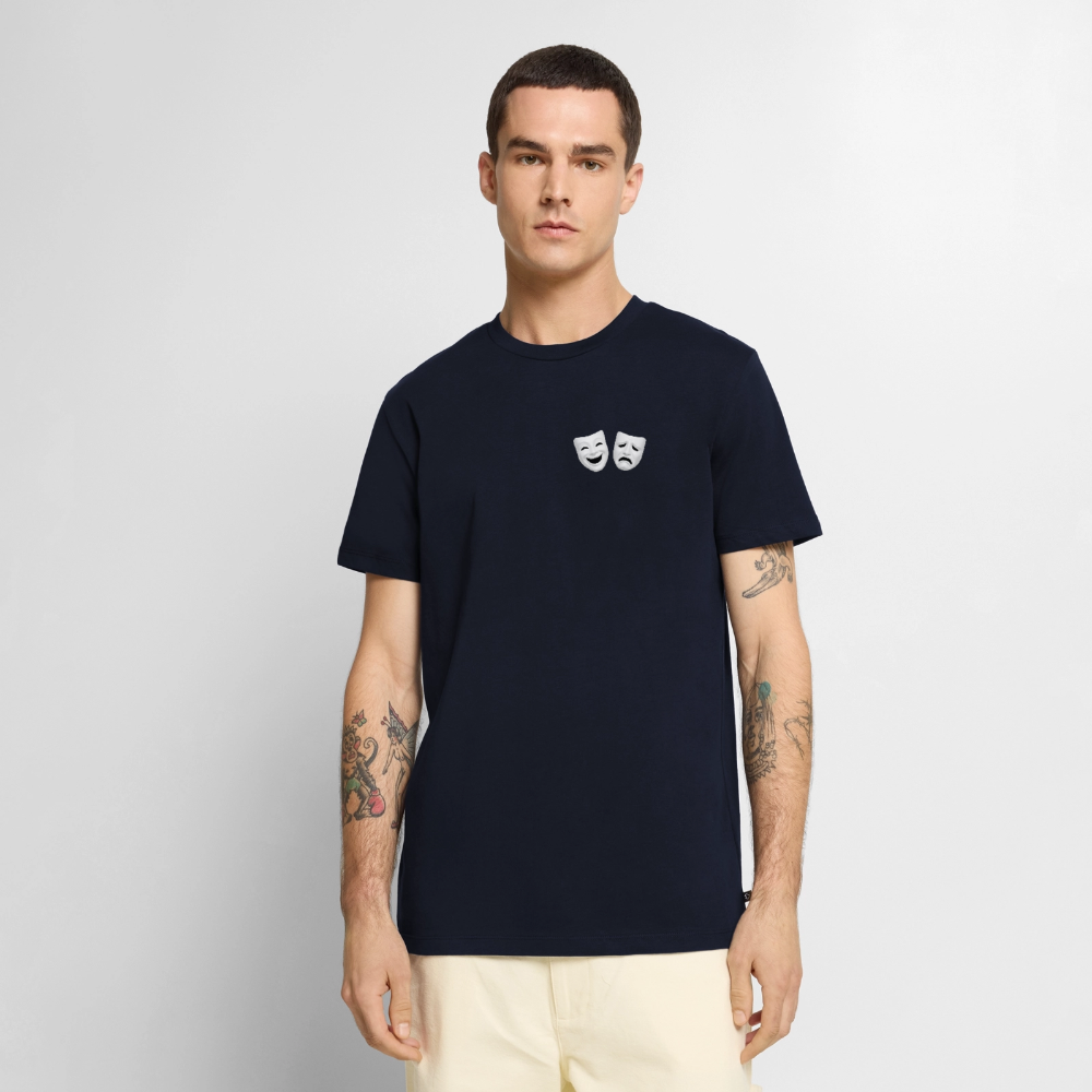 Tshirt Kunde Schule weiße Maske schiefe Schrift - Navy