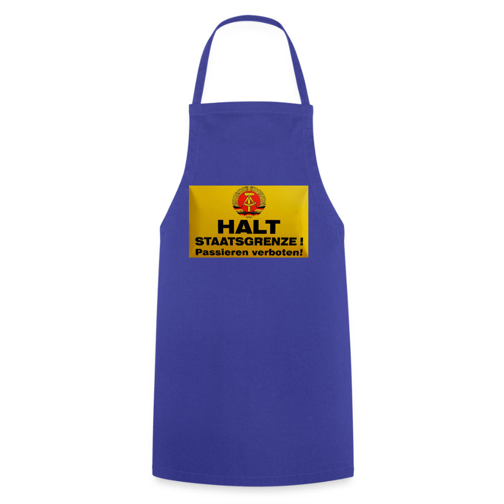 OSSI19 Kochschürze  HALT STAATSGRENZE - Royalblau