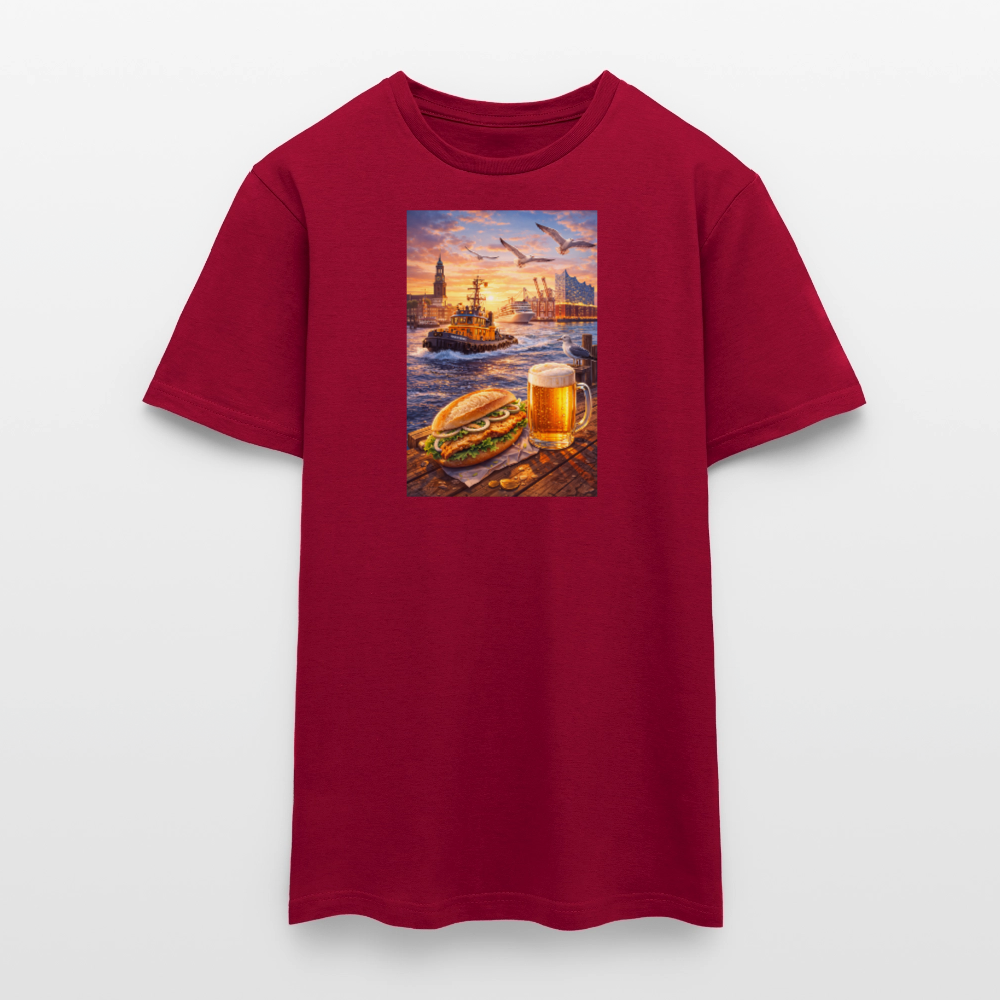 SSW2682Hamburger Hafen Bier und Fischbrötchen - Ziegelrot