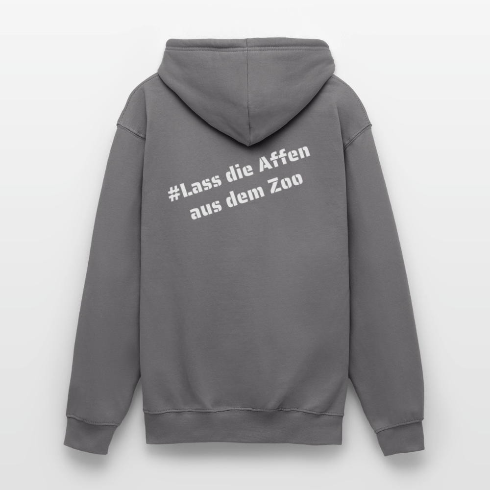 Hoodie Kunde Schule weiße Maske schiefe Schrift - Mittelgrau