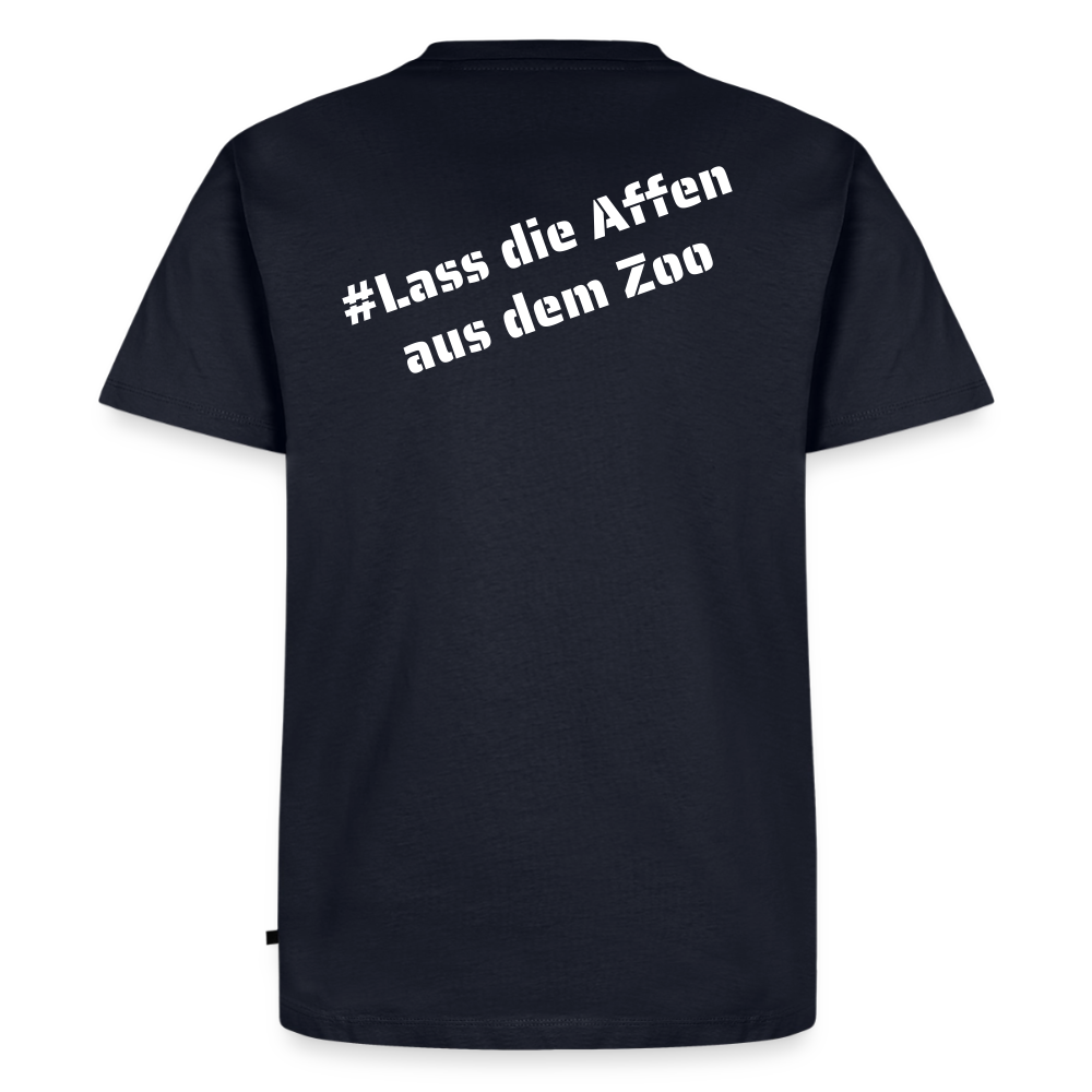 Tshirt Kunde Schule Bunte Maske schiefe Schrift - Navy