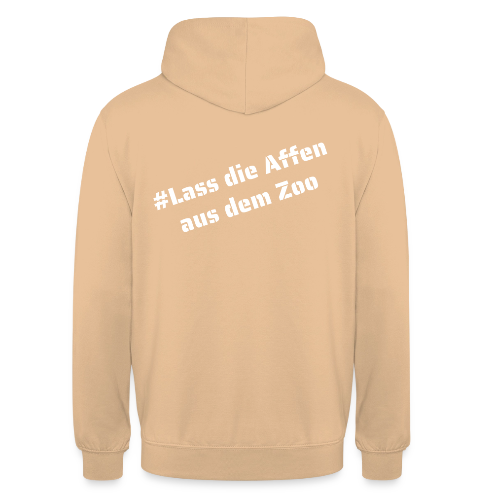 Hoodie Kunde Schule weiße Maske schiefe Schrift - Pfirsich